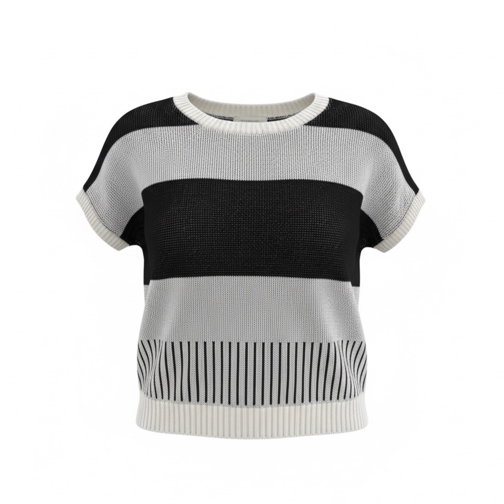 Vintage Silhouette Black and White Knit Fabric